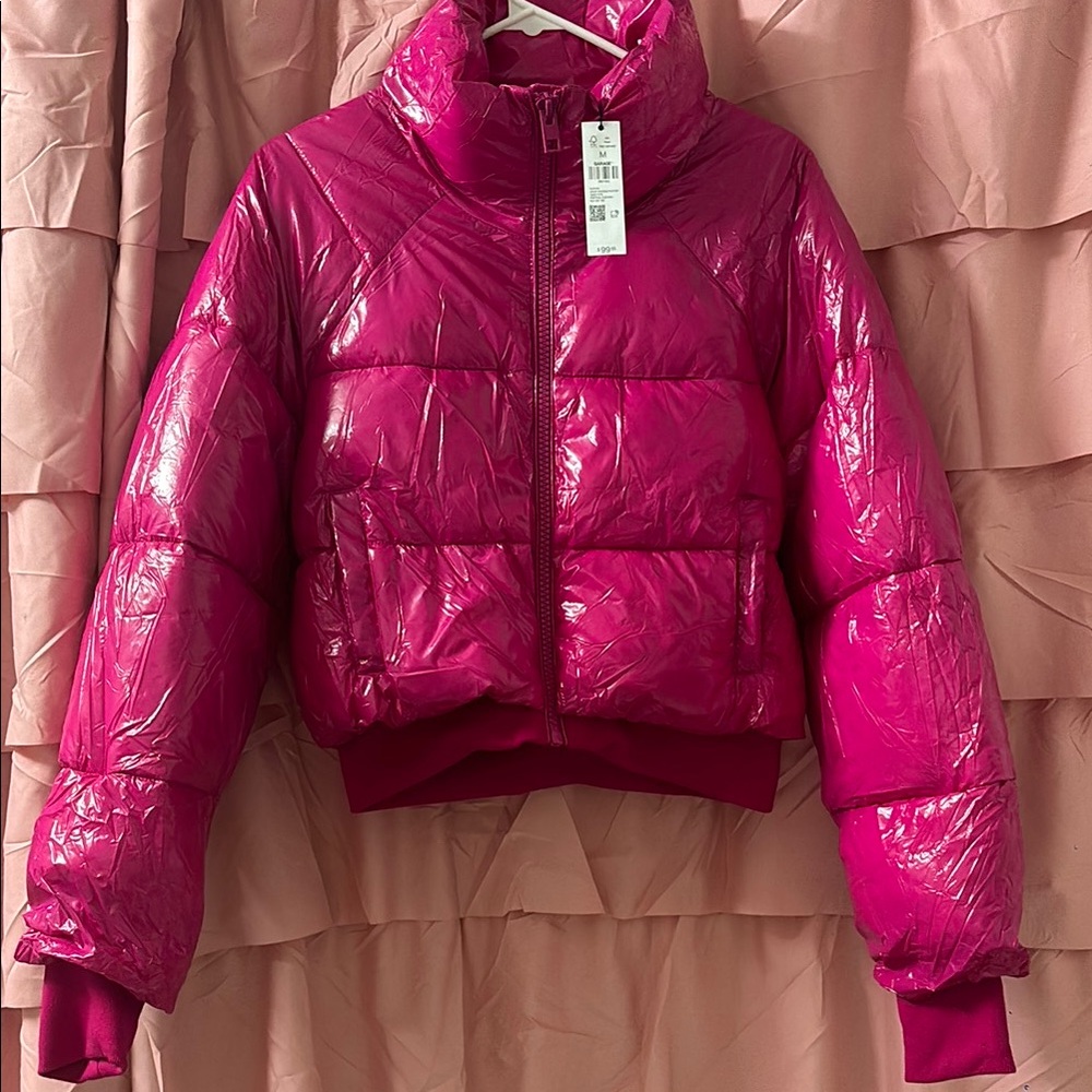 “Brand New” Shiny Festival Fuchsia Pink Puffer Jacket